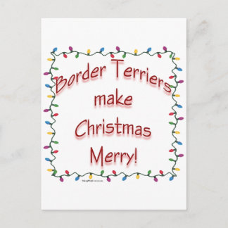 Border Terriers Make Christmas Merry Holiday Postcard