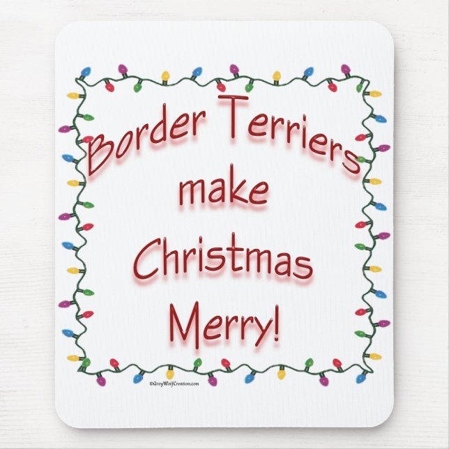 Border Terriers Make Christmas Merry Mouse Pad (Front)
