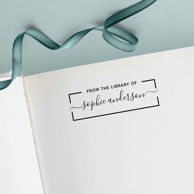 Bordered From The Library Of Trendy Script Name Self-inking Stamp (Creator Uploaded)