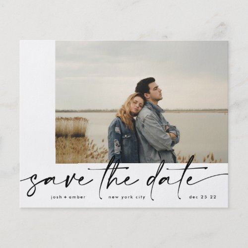 Bordered  Modern budget Photo Onyx save the date Flyer