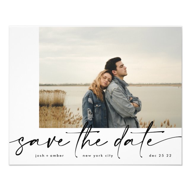 Bordered | Modern budget Photo Onyx save the date Flyer (Front)