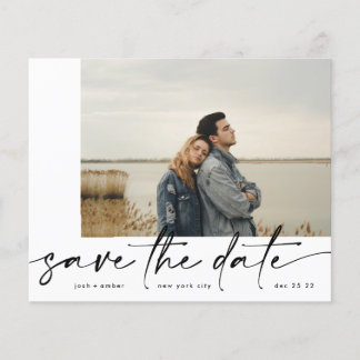 Bordered | Modern budget Photo Onyx save the date Flyer