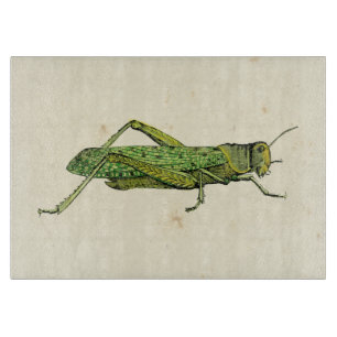 Bordered Print of Green Grasshopper Cutting Board