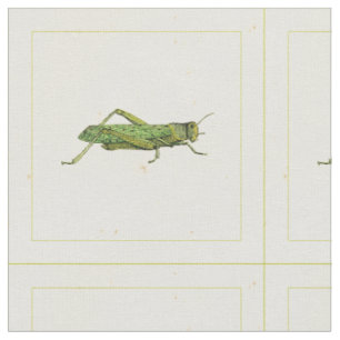 Bordered Print of Green Grasshopper Fabric