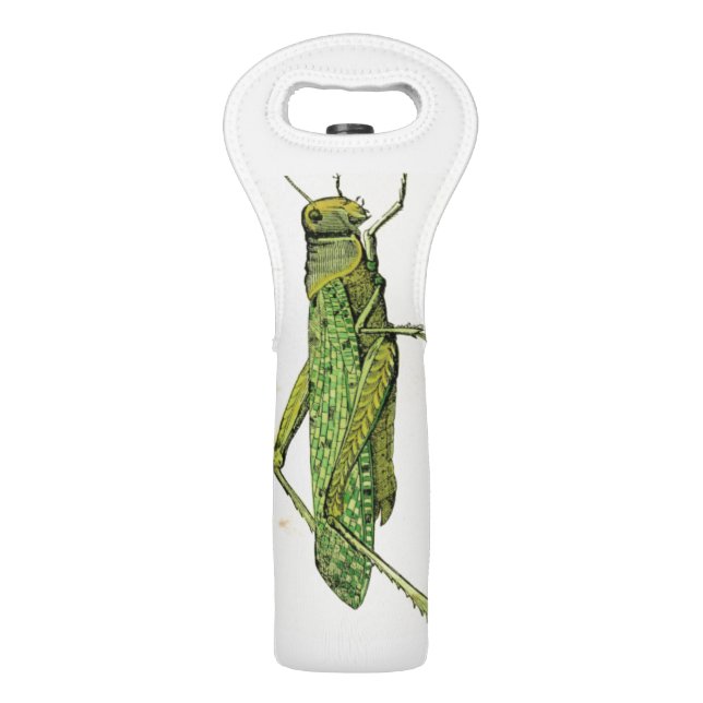 Bordered Print of Green Grasshopper Wine Bag (Back)