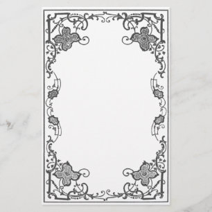 Bordered Rose (Snow) Stationery