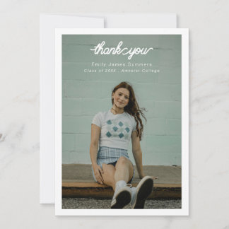 bordered simple single photo graduation  thank you card