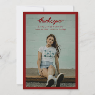 bordered simple single photo graduation  thank you card