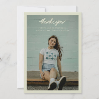 bordered simple single photo graduation  thank you card