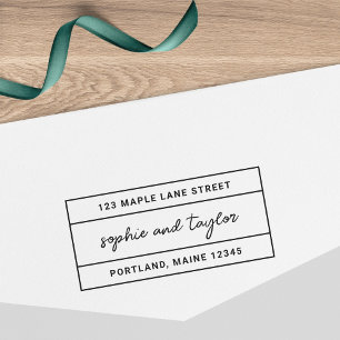 Bordered Stylish Script Couple Name Return Address Self-inking Stamp
