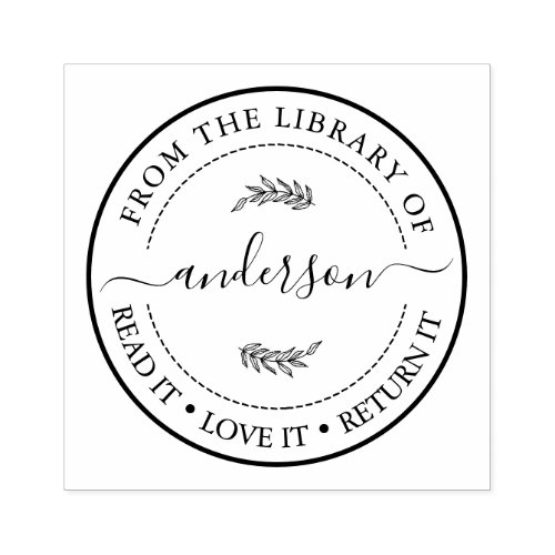 Bordered This Book Belongs To Trendy Script Name Rubber Stamp