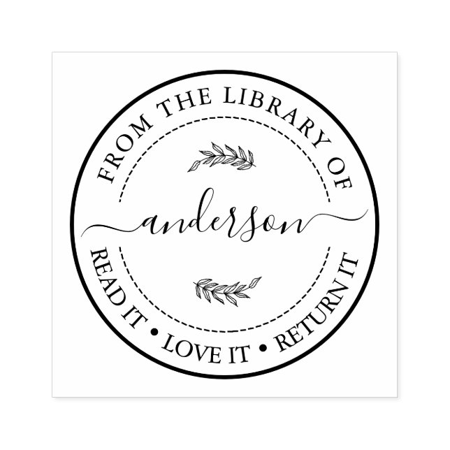 Bordered This Book Belongs To Trendy Script Name Rubber Stamp (Imprint)