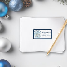 Bordered Watercolor Woodland Animals Christmas