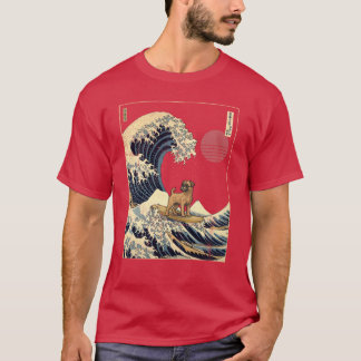 Bordererrier Kanagawa Japanese Surfing Wave girl f T-Shirt