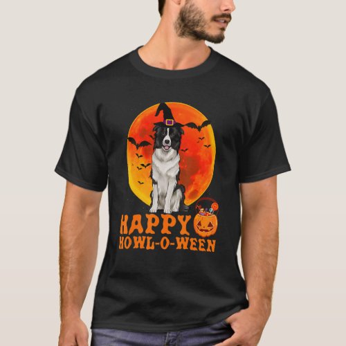 Borders Collie Dog Halloween Happy Howl O Ween  Do T_Shirt