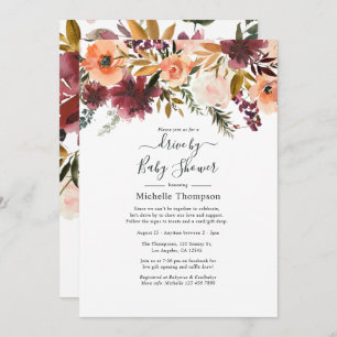 Bordo Peach Drive By Bridal or Baby Shower Invitation