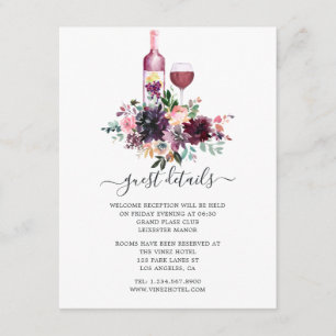 Bordo Wine Tasting Wedding Reception Guest Details Enclosure Card