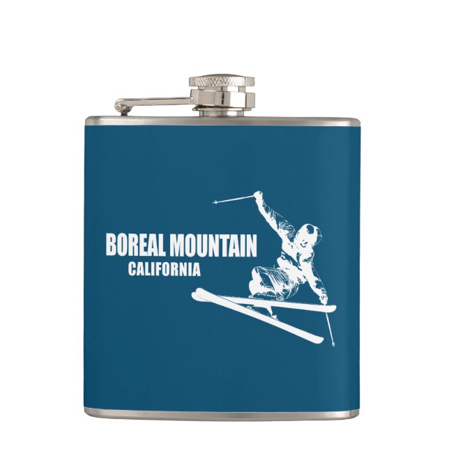 Boreal Mountain California Skier Flask (Front)