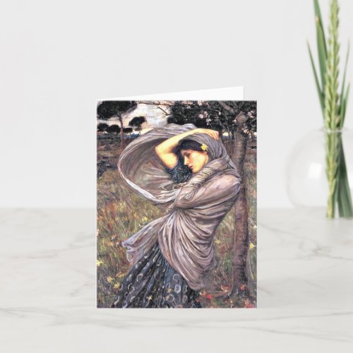 Boreas fine art painting by John Waterhouse Holiday Card