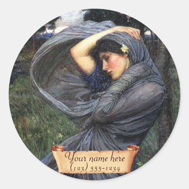 "Boreas" J. W. Waterhouse Pre-Raphaelite Bookplate (Front)