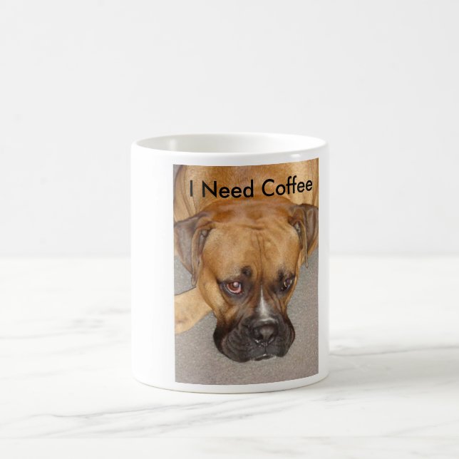 bored boxer, I Need Coffee Coffee Mug (Center)