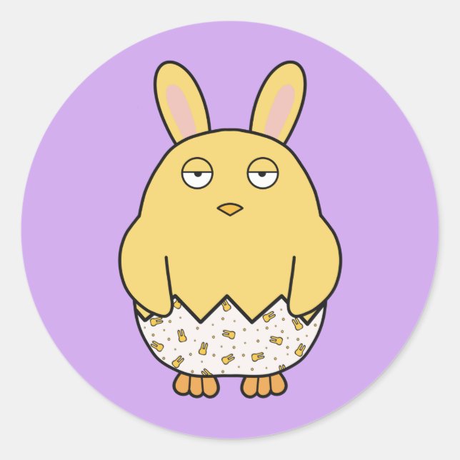 Bored Bunny Chick  Classic Round Sticker (Front)