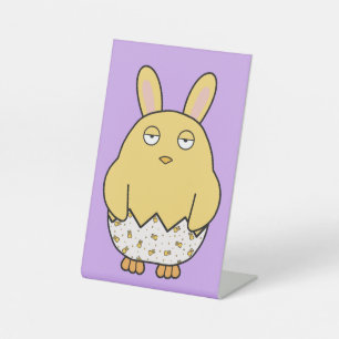 Bored Bunny Chick Pedestal Sign