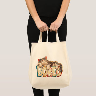 Bored Cat Funny Lazy Mood Humor Tote Bag