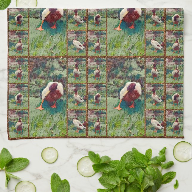 Bored Duck Photo Collage, Dish Towel (Folded)