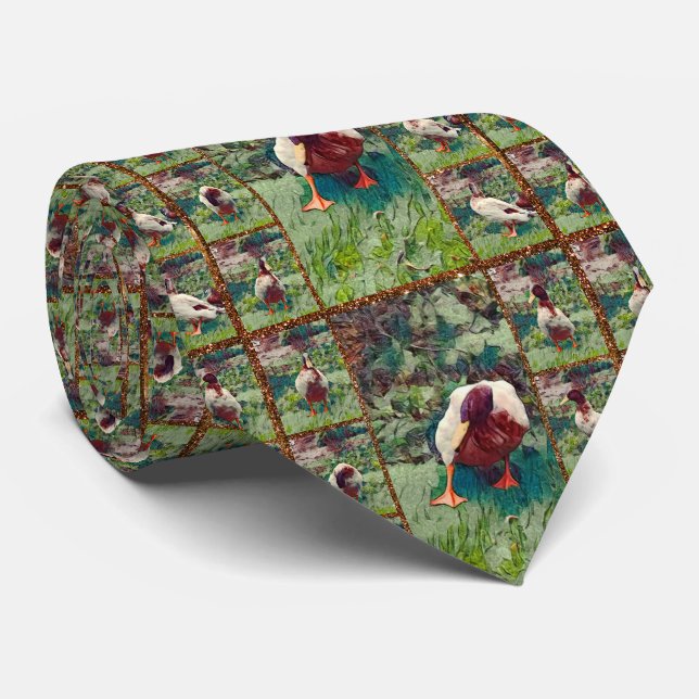 Bored Duck Photo Collage, Neck Tie (Rolled)