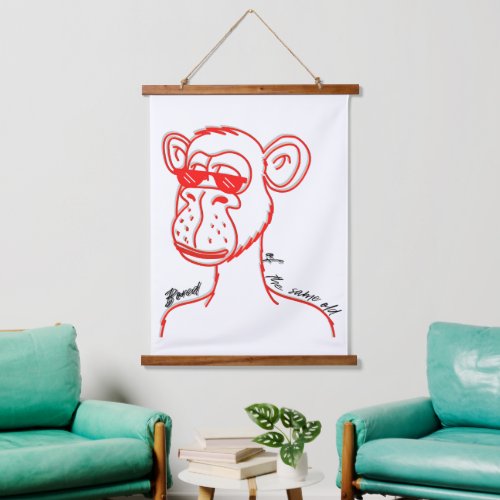 Bored of the same old ape with sunglasses red hanging tapestry