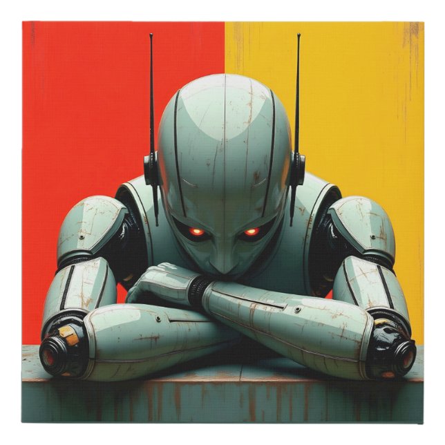 Bored Robot Faux Canvas Print (Front)