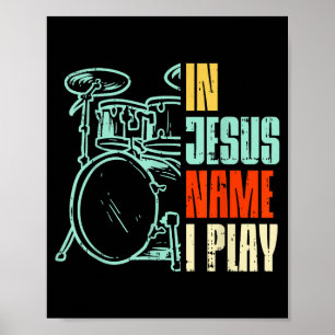 Boredkoalas Jesus Name I Play Drums - Men, Boys - Poster