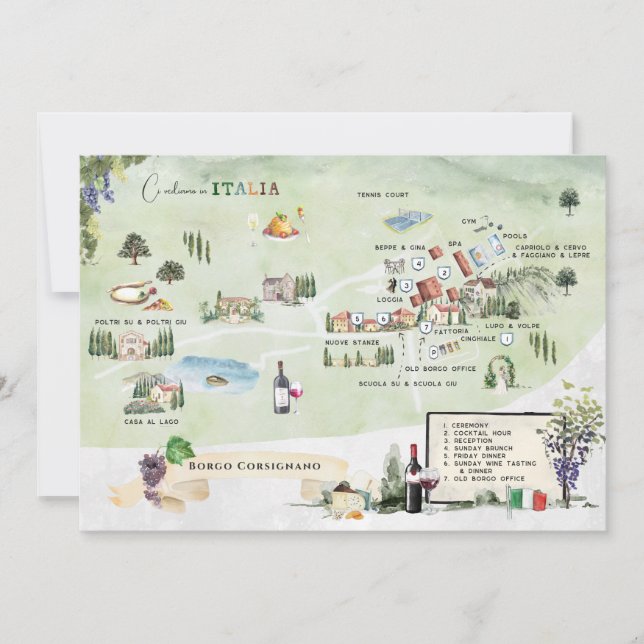 Borgo Corsignano | Itinerary Map Invitation (Front)