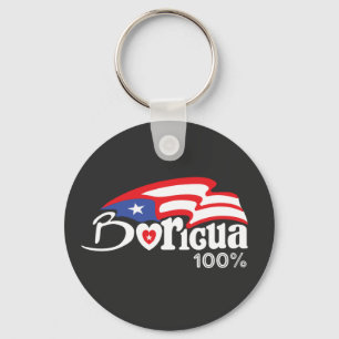 Boricua 100% Puerto Rico Keychain