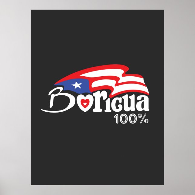 Boricua 100%  Puerto Rico Poster (Front)