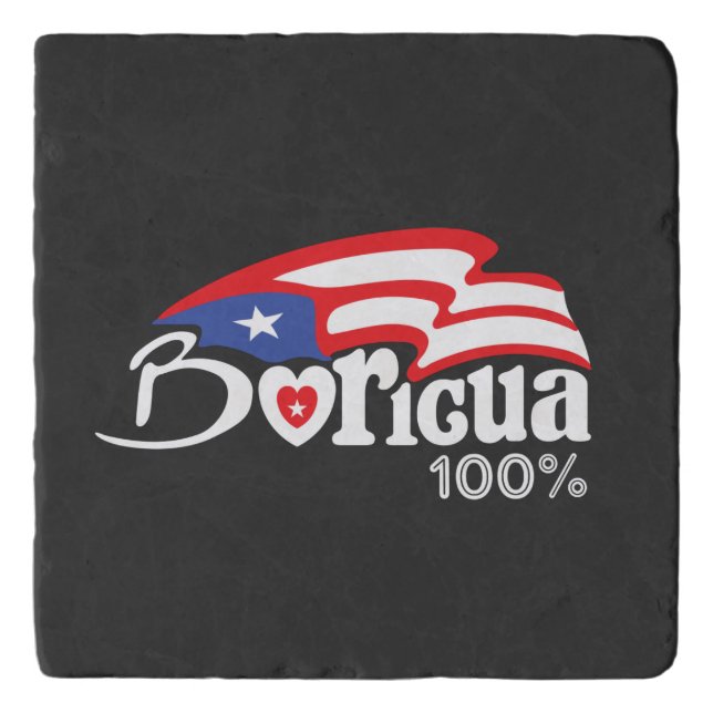 Boricua 100%  Puerto Rico Trivet (Front)