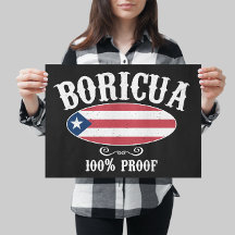 Boricua 100% Puerto Rico Vintage Poster