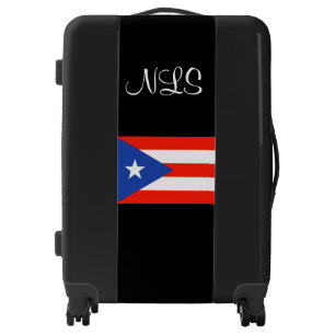 Boricua Banderas Puerto Rican Flag Monogram Luggage