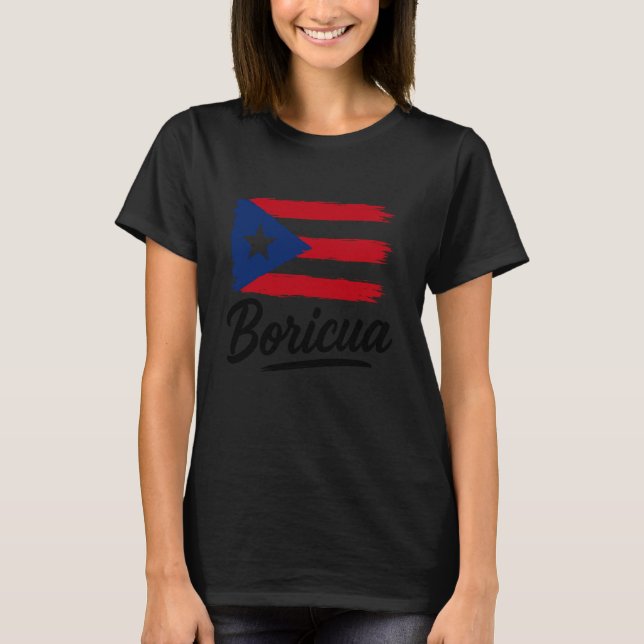 Boricua Brush Flag Puerto Rico Pride T-Shirt (Front)