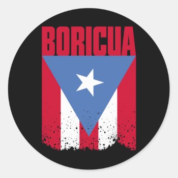 Boricua Flag Classic Round Sticker by brev87 at Zazzle
