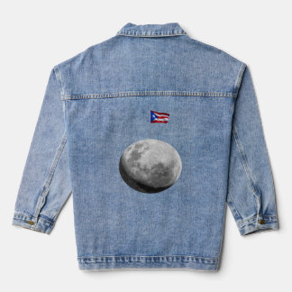Boricua hasta en la luna Puerto Rico's flag on the Denim Jacket