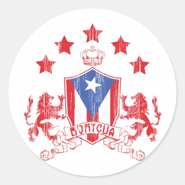 Boricua Heraldy Classic Round Sticker (Front)
