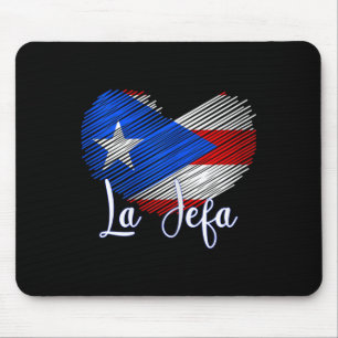 Boricua Jefa Puerto Rico Heart Flag Boricua Mom Mo Mouse Pad