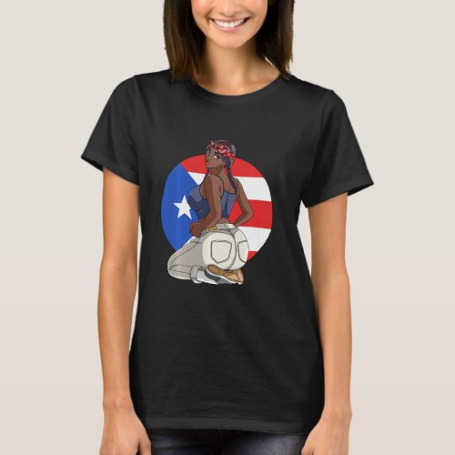 Boricua Morena Puerto Rican Girl Puerto Rico Flag  T_Shirt