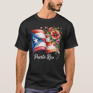 Boricua Pride Floral Puerto Rican Flag Watercolor T-Shirt
