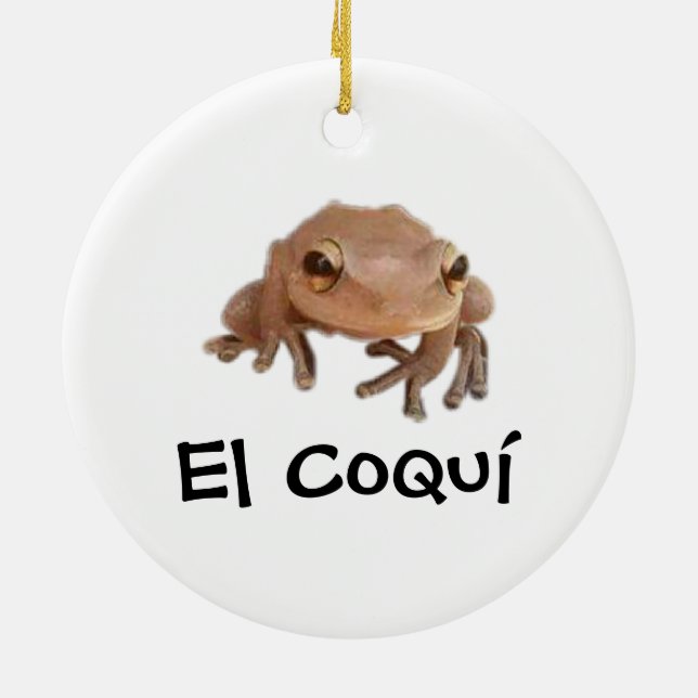 Boricua Puerto Rico flag coqui Christmas Ceramic Ornament (Back)