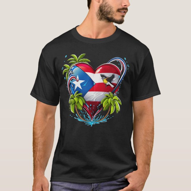 Boricua Puerto Rico Heart T-Shirt (Front)
