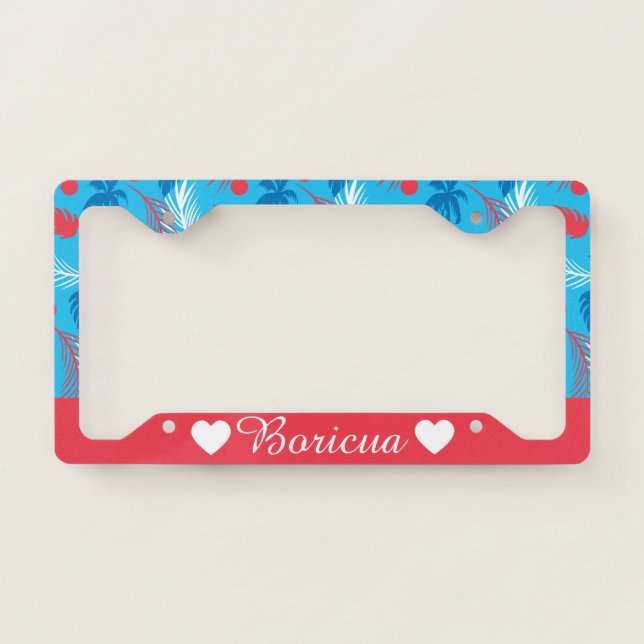 Boricua Puerto Rico Tropical Island License Plate Frame (Front)