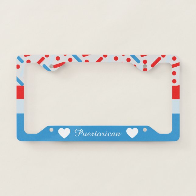 Boricua Puertorican Sprinkles Hearts License Plate Frame (Front)